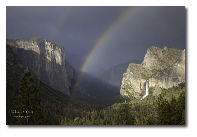 Rainbow and Waterfalls, Yosemite National Park, California