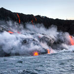 Lava Entering Ocean, Hawai'i Volcanoes National Park, Big Island, Hawaii, 8/2016