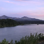Dawn of Columbia River Gorge from hotel room in Cascade Lock, Oregon, 8/2017