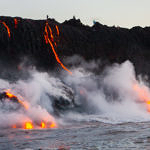 Lava Entering Ocean, Hawai'i Volcanoes National Park, Big Island, Hawaii, 8/2016