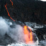 Lava Entering Ocean, Hawai'i Volcanoes National Park, Big Island, Hawaii, 8/2016